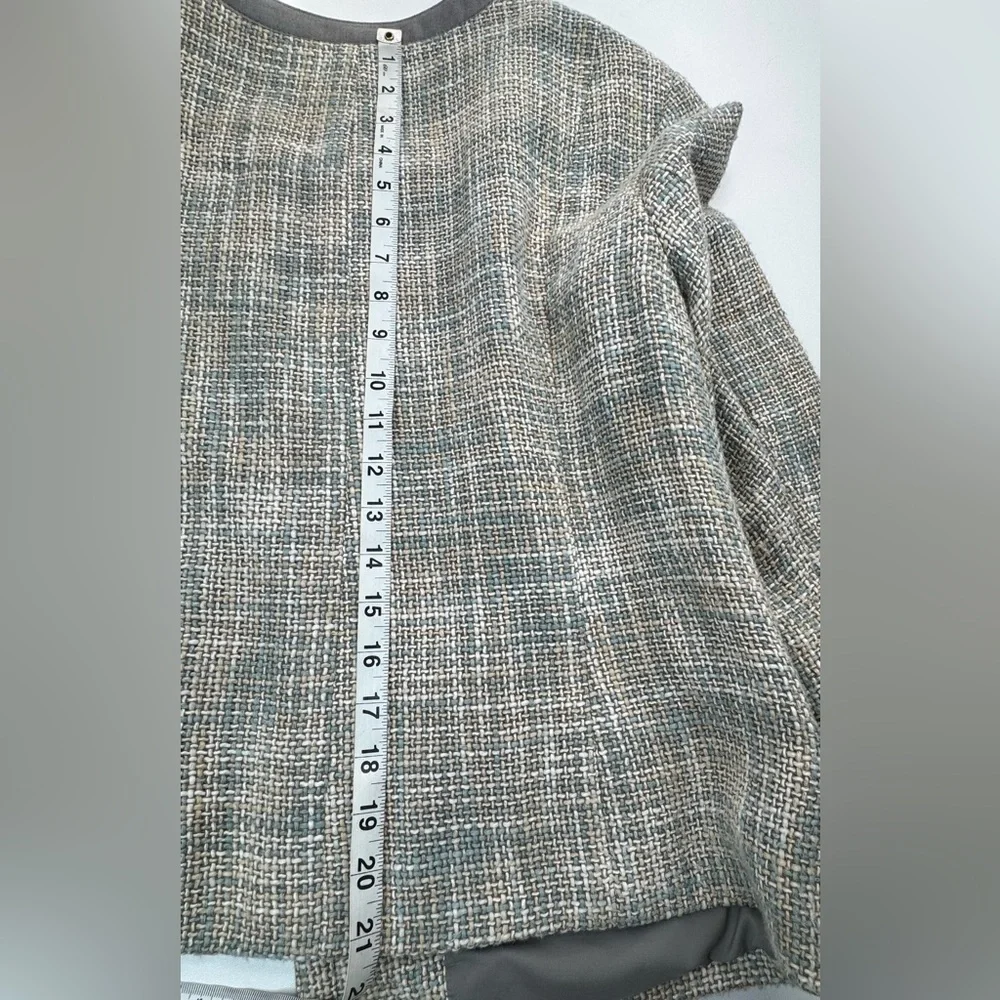 Liz Claiborne 100% Cotton Tweed Lined 3/4 Sleeve Blazer Size XL